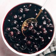 Blueberry sauce in a bowl pin